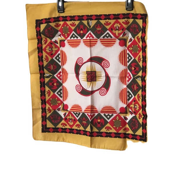 Southwestern Aztec Vintage Gold, Red and Black Native Tribal Bandanna 21”x21” - Picture 4 of 16
